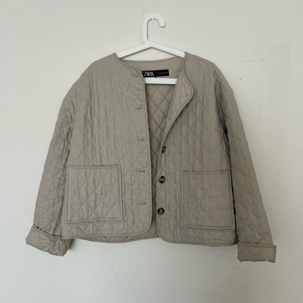 Zara Light Tan Quilted Jacket
